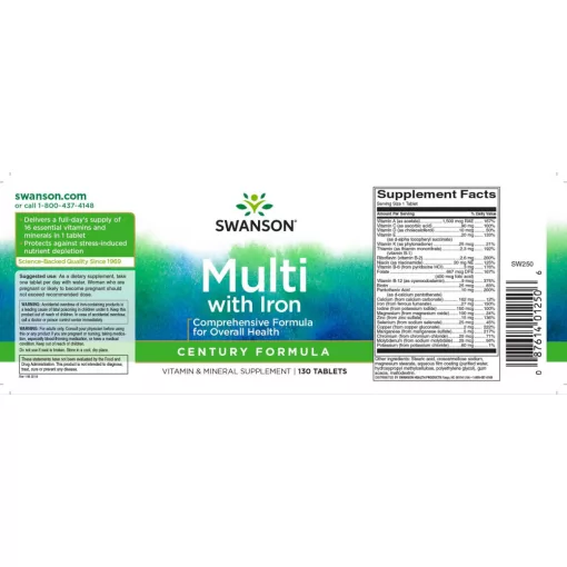 Swanson Just One Complete Multi with Iron (Multivitamin vassal) 130db tabl.