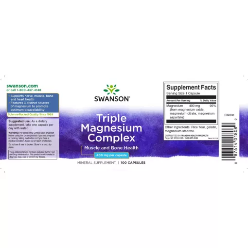 Swanson Triple Magnesium Complex 400mg 100 kapszula