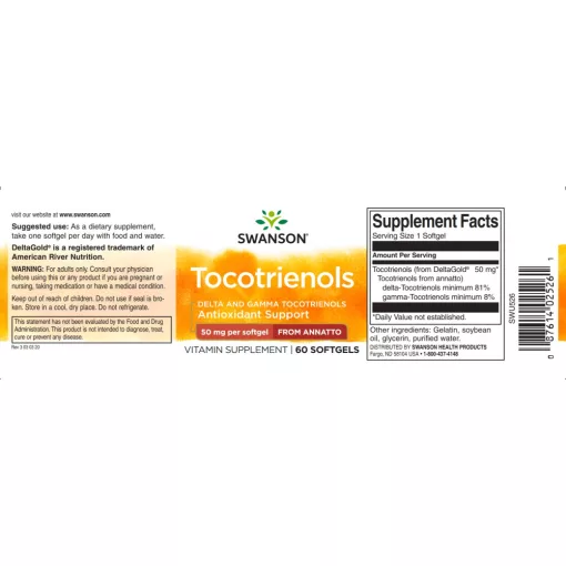 Swanson Tocotrienols 50mg (delta és gamma tokotrienolok) 60 kapszula