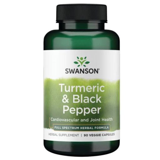 Swanson Turmeric&Black Pepper (Kurkuma+ feketebors) 90 növényi kapszula