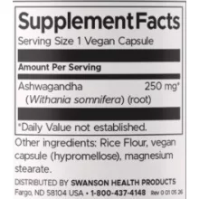Swanson ASHWAGANDHA 250mg 100 vegán kapszula