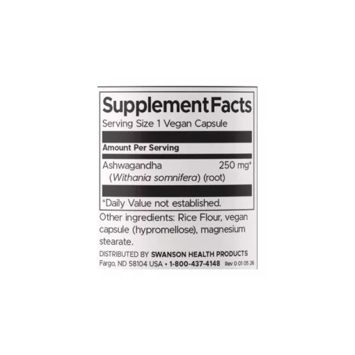 Swanson ASHWAGANDHA 250mg 100 vegán kapszula