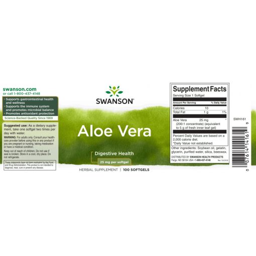 Swanson Aloe Vera 25mg 100 kapszula
