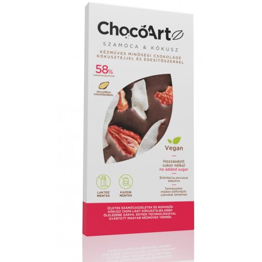 ChocoArt Szamóca&Kókusz csokoládé 70g (kókusztejjel és édesítőszerrel)