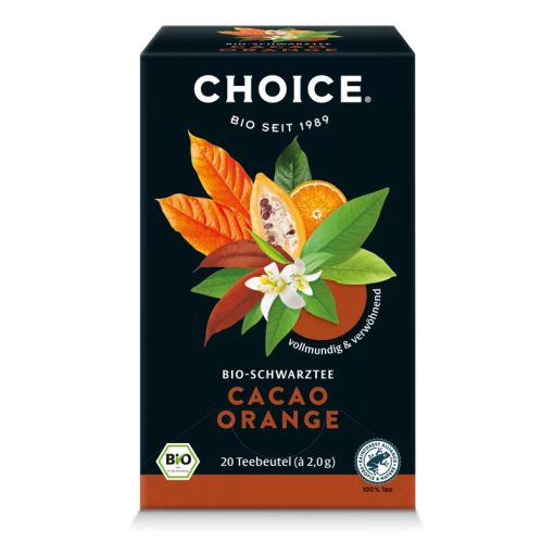 BIO CHOICE® Kakaó-narancs fekete tea 40g Cacao orange 20 filter