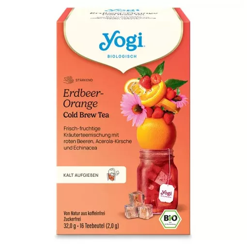 Yogi BIO Epres-narancsos jeges tea 16x1,8g Erdbeer-Orange Cold Brew Tea
