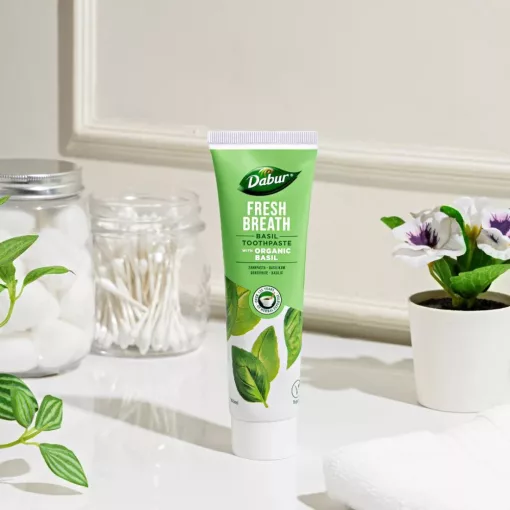 Dabur Fresh Breath Basil fogkrém 100ml fluormentes, organikus