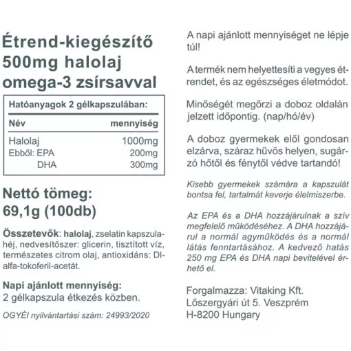 Vitaking Omega-3 Kids 500mg (100) lágykapszula
