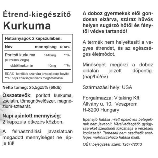 Vitaking Kurkuma 700mg (60) kapszula