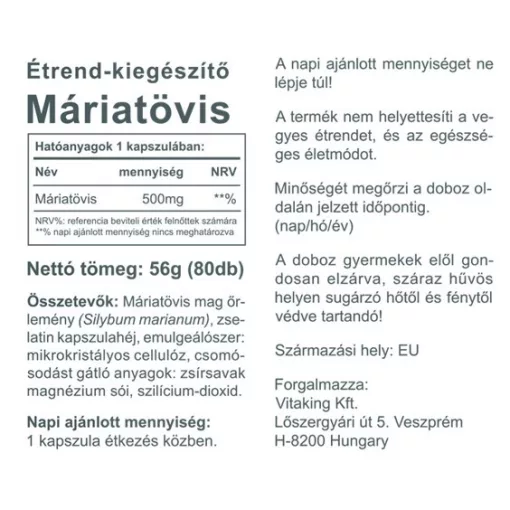 Vitaking Máriatövis 500mg (80) kapszula