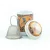   Porcelán teásbögre 330ml BIG TEA 4 féle mintával, peremes tetővel + fém szűrővel