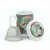   Porcelán teásbögre 330ml BIG TEA 4 féle mintával, peremes tetővel + fém szűrővel