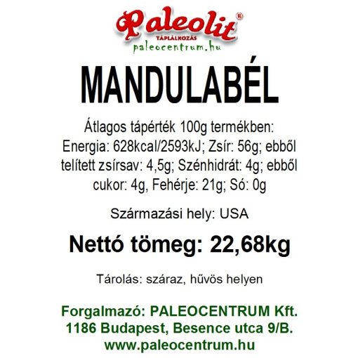 Paleolit Mandulabél natúr 22,68kg 27/30 lédig