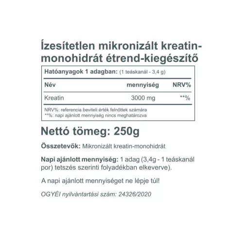 Vitaking Creatine por 250g (mikronizált kreatin-monohidrát)