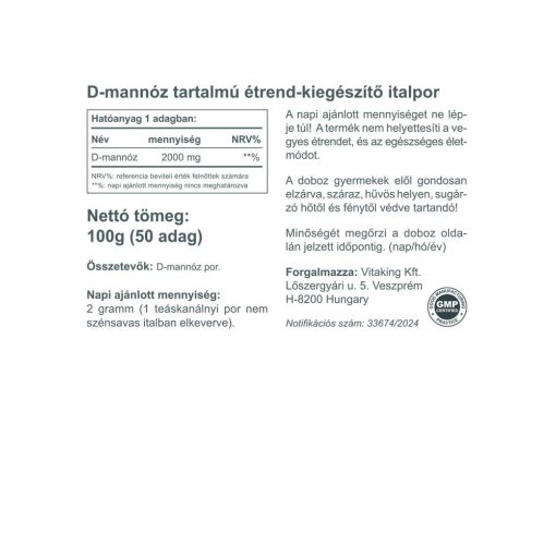 Vitaking D-mannose por 100g