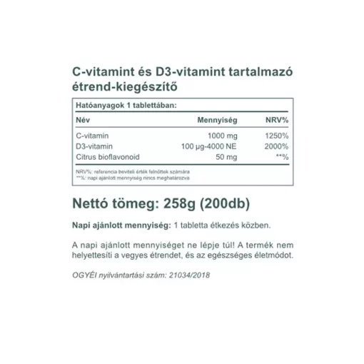 Vitaking C-1000 + D-4000 komplex (200) tabletta