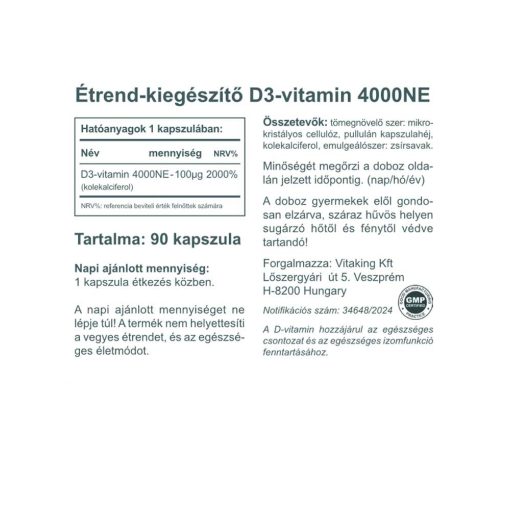 Vitaking D3-vitamin 4000NE (90) kapszula