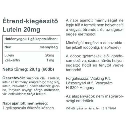 Vitaking Lutein 20mg (60) lágykapszula
