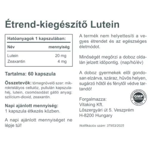 Vitaking Lutein 20mg (60) lágykapszula