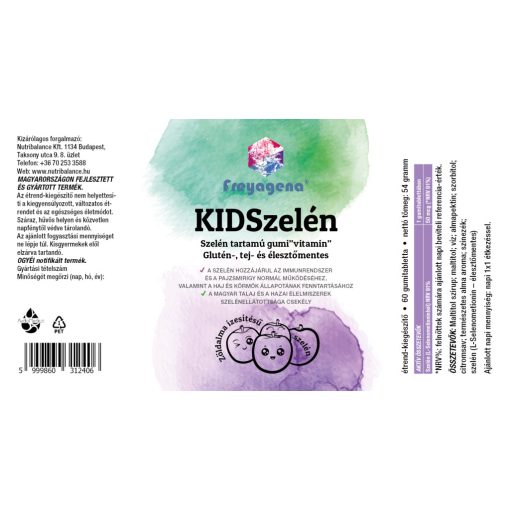 Freyagena KIDSzelén 54g -szelén tartalmú gumi"vitamin" zöldalma 60db gumitabletta