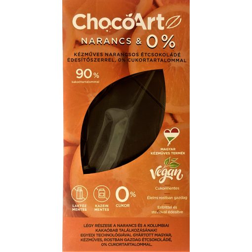 ChocoArt Naracs&0% cukor étcsokoládé 90g (édesítőszerrel, 90% kakaótartalommal)