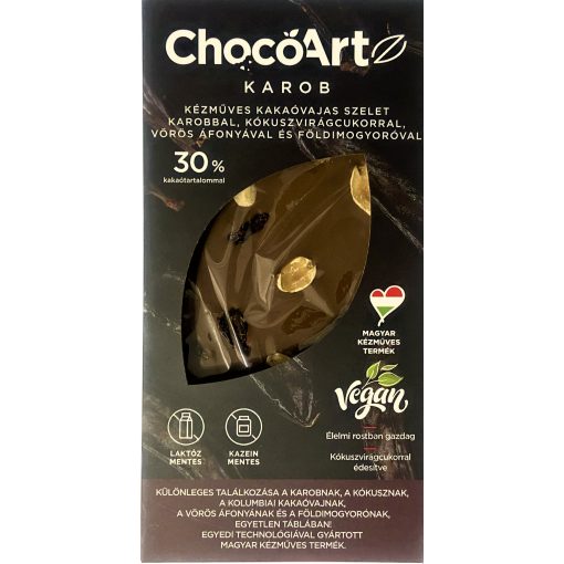 ChocoArt Karobos, kakaóvajas szelet 80g (vörös áfonyával és földimogyoróval)