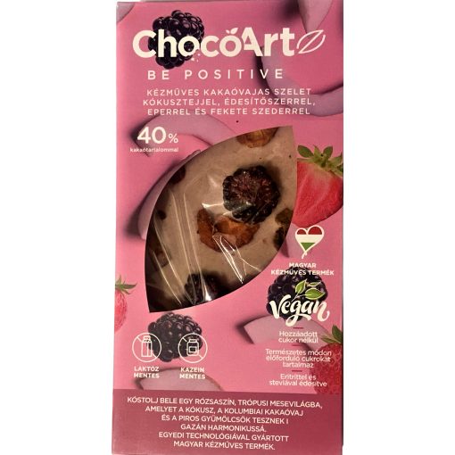 ChocoArt Be Positive kakaóvajas szelet 70g (eperrel és fekete szederrel)