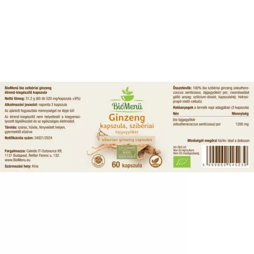 BioMenü BIO Ginzeng kapszula szibériai 60db