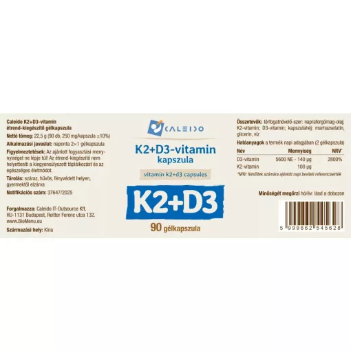 Caleido K2 + D3-vitamin gélkapszula 90db