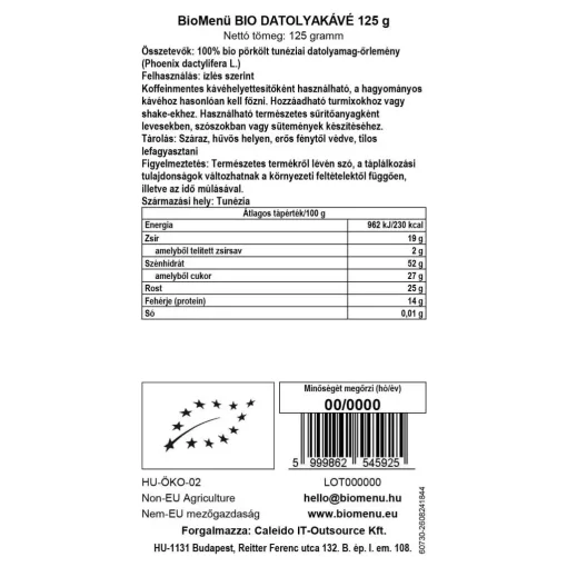 BioMenü BIO Datolyakávé 125g