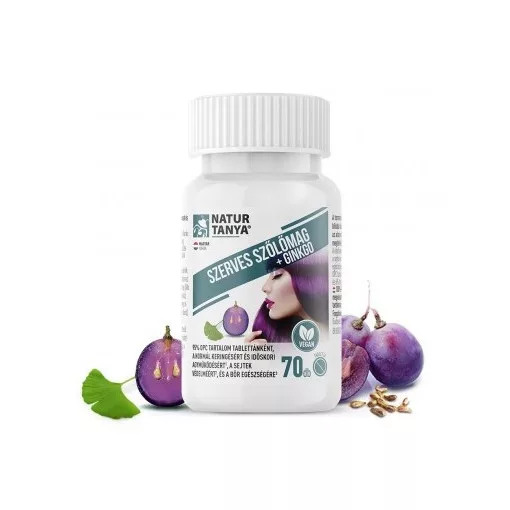 Natur Tanya® Szerves Szőlőmag + Ginkgo 70db tabletta 95 OPC