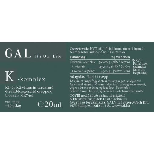 GAL K-komplex 500mcg K-komplex x 30 adag