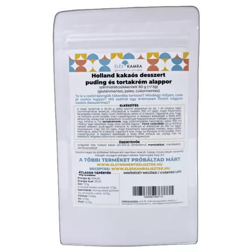 Éléskamra Holland kakaós puding & torta krém alappor CH csökkentett 60g (Paleo)