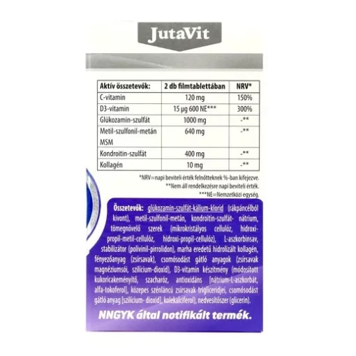 JutaVit Glükozamin-Kondroitin-Kollagén- MSM + D + C-vitamin 120db filmtabletta