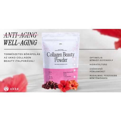 UKKO Collagen Beauty Powder 300g málnás, gyógynövényes multi-kollagénes italpor