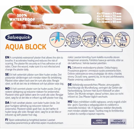 Salvequick Aqua Block vízálló sebtapasz 16db