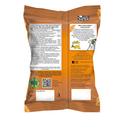 SAMAI Plantain chips natúr édes 75g főzőbanán Naturally Sweet