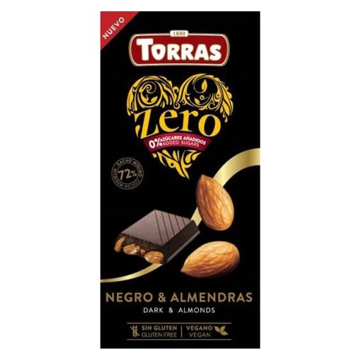 Torras Zero Mandulás étcsokoládé 150g