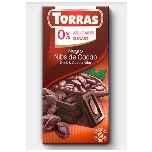 Étcsokoládé kakaóbabtörettel 75g TORRAS