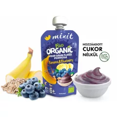   Mixit BIO gyümölcspüré 110g - Banán és áfonya bébiétel