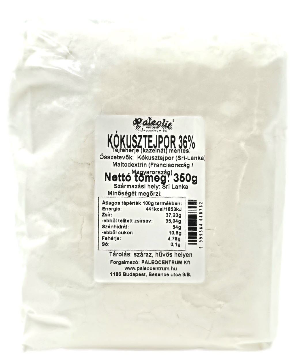 Paleolit Kókusztejpor 350g Vegán, 36%-os zsírtartalommal, kazeinmentes