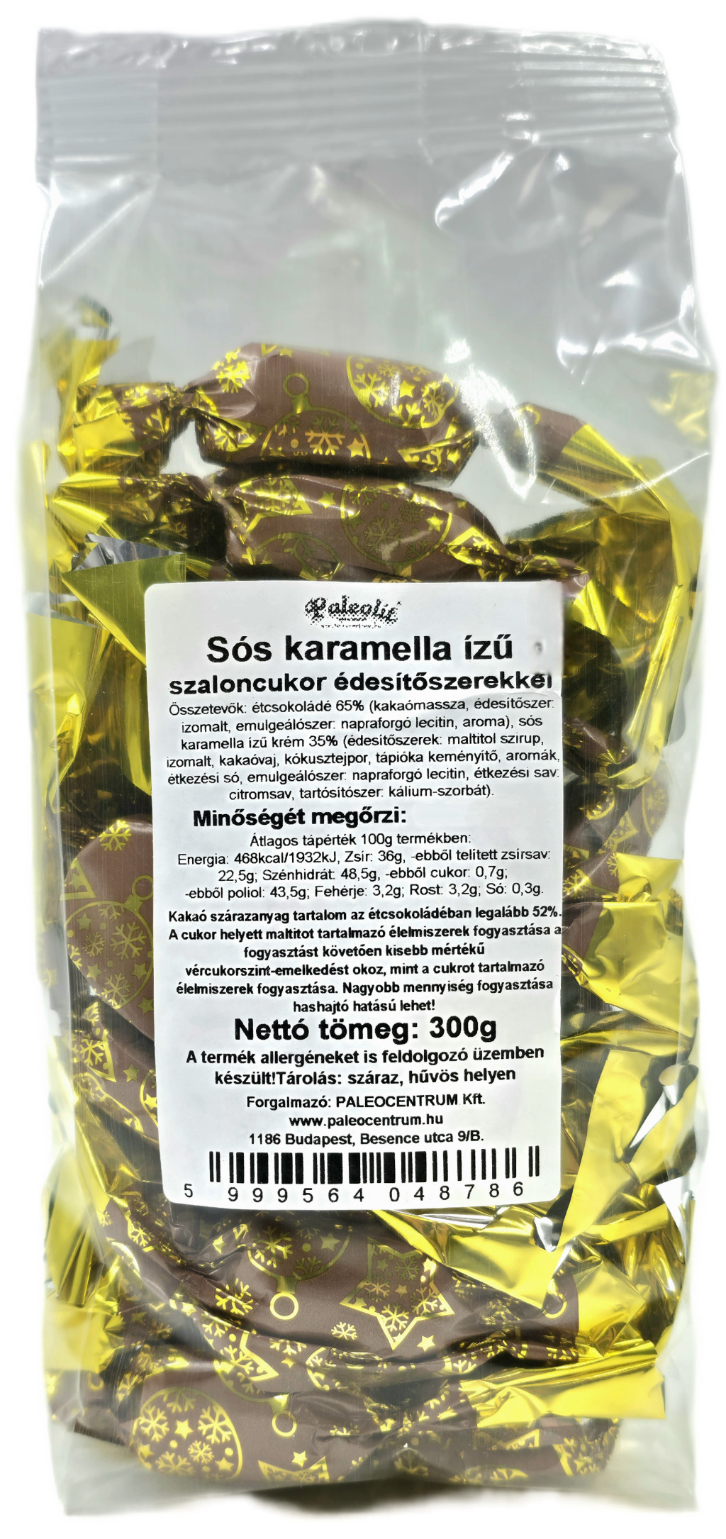 Paleolit Sós-karamellás szaloncukor 300g krémmel töltve