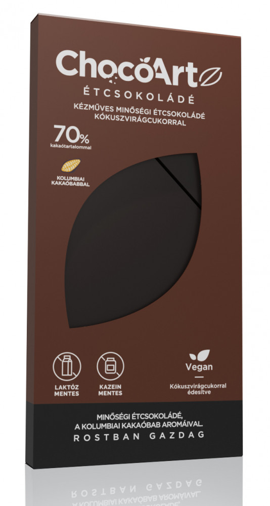 ChocoArt Kézműves, minőségi étcsokoládé 80g (70% kakaó, kókuszvirágcukorral)